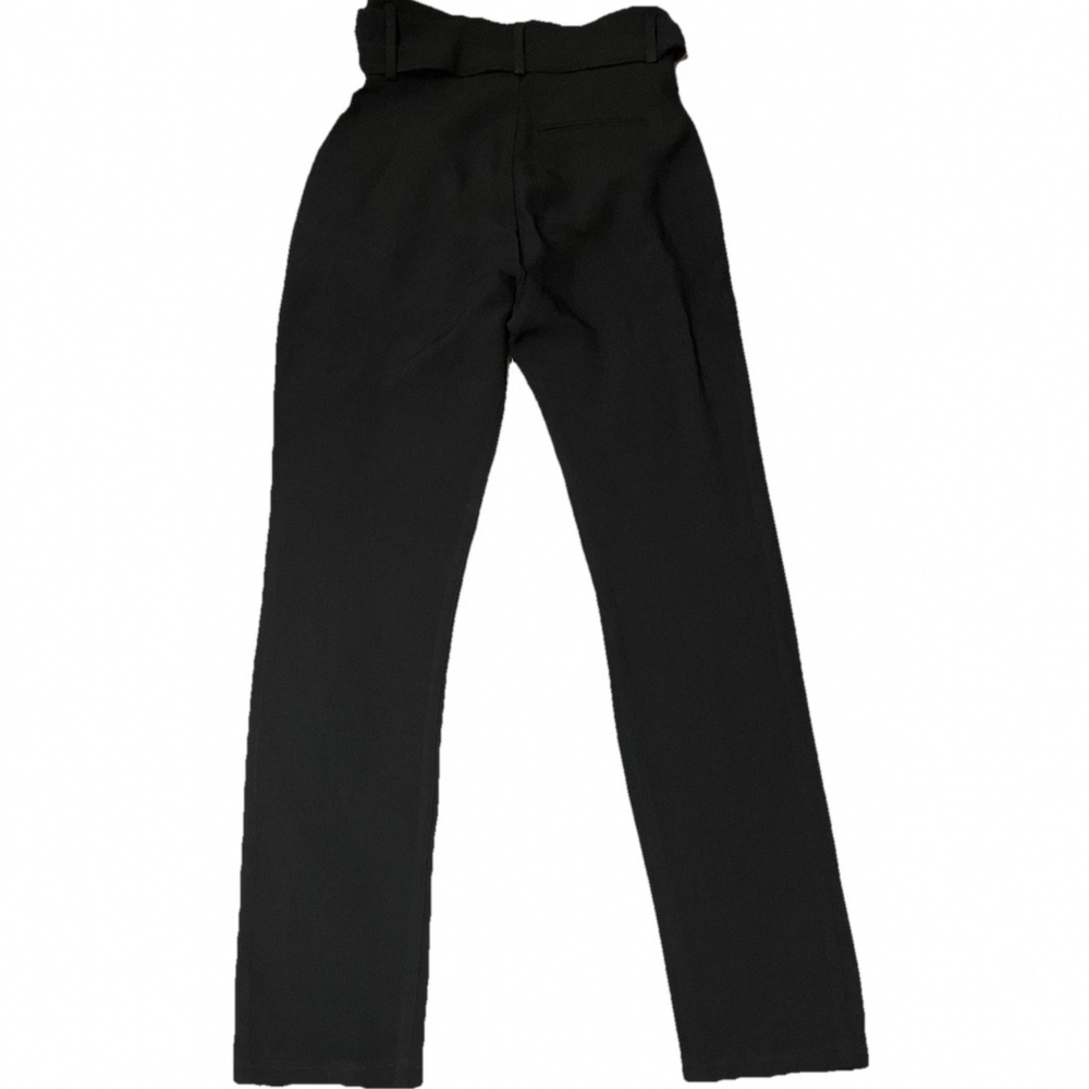 Sezane Womens Black Flat Front Pockets Straight Leg Paperbag Pants Size 32